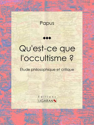 cover image of Qu'est-ce que l'occultisme ?